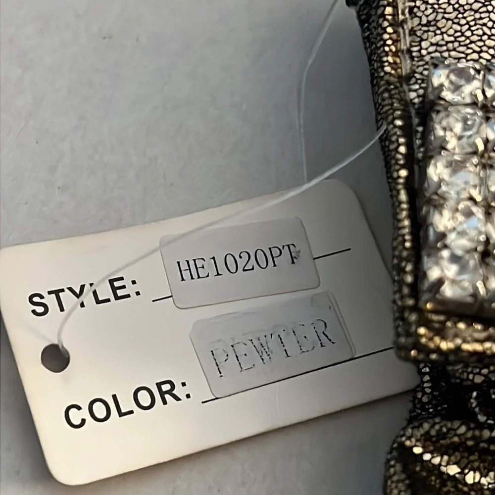 Pewter / rhinestone formal night flap pewter clutch‎ bag